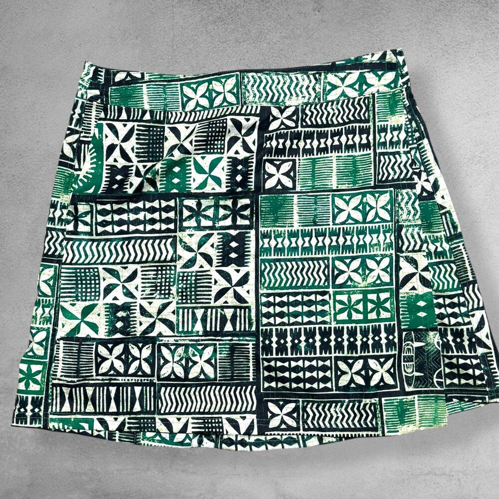 RipSkirt Hawaii Emerald Tapa Green Wrap Skirt L Length 2 Travel Beach Resort
